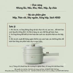 Nồi Điện Đa Năng Bear DRG-E30N2, 3Lit 2 Tầng, Lòng Men Gốm Nồi Lẩu Mini Nấu Xào Chiên Hấp Áp Chảo, Hàng Chính Hãng 2