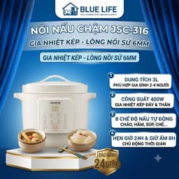 Nồi Nấu Chậm Joyoung JSC-316, Lòng Nồi Sứ 3.0Lit - Công suất 400W ,8 Chế Độ Nấu 1