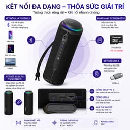 Loa Bluetooth Tronsmart T8 Công Suất 40W, Bluetooth 5.3, Chống Nước IPX7, Pin 9000mAh, Đèn LED RGB, Loa Di Động 5