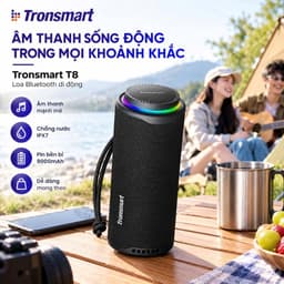 Loa Bluetooth Tronsmart T8 Công Suất 40W, Bluetooth 5.3, Chống Nước IPX7, Pin 9000mAh, Đèn LED RGB, Loa Di Động 8