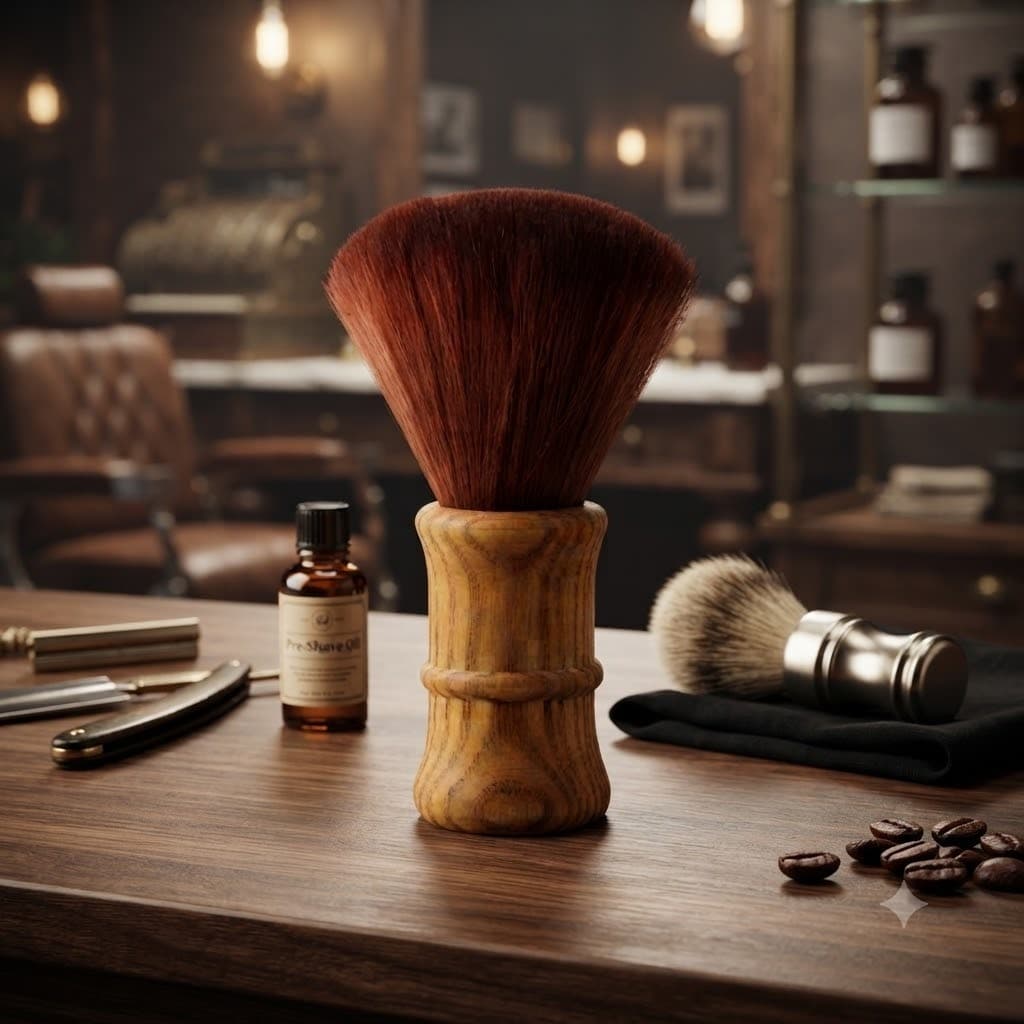 Cọ Phủi Tóc Cán Gỗ Lông Mềm Cao Cấp MOLLYHAIR - Chổi Phủi Tóc Gáy Chuyên Dụng Cho Salon Tóc & Barber Shop