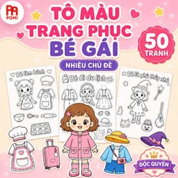 Tranh Tô Màu Trang Phục Bé Gái Theo Chủ Đề – Luyện Cắt Phối Màu Khéo Léo cho bé - POMI 1