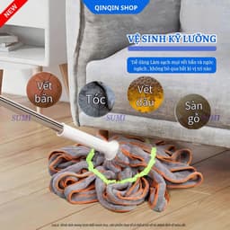 Cây Lau Nhà Tự Vắt Bông Xoắn Mẫu Mới Siêu Thấm Hút Đa Năng, Chổi Lau Nhà Tự Vắt Microfiber CBT2 2