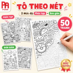 Set 50 Tờ Tranh Line Art Đồ Nét Tô Màu Phù Hợp Trẻ Em - Người Lớn Giải Trí Giảm Stress - POMI 1