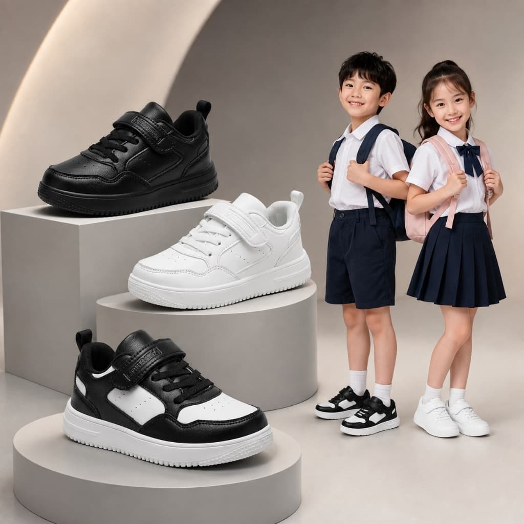 Giày Thể Thao Xuất Âu Siêu Nhẹ Cho Trẻ Em Da Mềm Đế Chống Trượt, Quai Dán Tiện Lợi Cho Bé Trai Bé Gái 4-12 Tuổi Mã 790