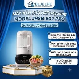MÁY NẤU SỮA HẠT JOYOUNG JHSB-602 PRO 1.5L – XAY 1000W, GIA NHIỆT 900W, 12 CHỨC NĂNG, HẸN GIỜ 12H, TỰ VỆ SINH 1
