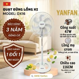 Quạt đứng LIFAN Đ-616A cánh 40cm | 45W | Gió mạnh 71,5 m³/phút | Lồng xi crôm | Bảo hành chính hãng II YANFAN DX16 2