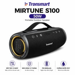 Loa Bluetooth Tronsmart Mirtune S100 50W, Pin 8000mAh 20 Giờ, Chống Nước IPX7, Bluetooth 5.3, TWS, AUX USB Thẻ Nhớ 1