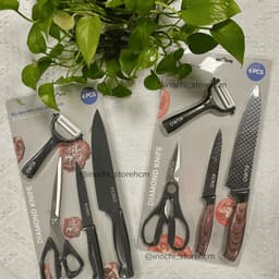 Bộ dao kéo nhà bếp KURO/KURO SABI Inochi 4 món tiện lợi, lưỡi thép 3Cr13 sắc bén, chống bám dính 7