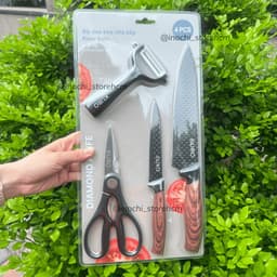 Bộ dao kéo nhà bếp KURO/KURO SABI Inochi 4 món tiện lợi, lưỡi thép 3Cr13 sắc bén, chống bám dính 4