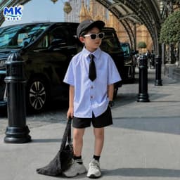 Quần Short Đũi Bé Trai Coco MK Kids Màu Đen Lưng Thun Form Ngắn Trên Gối Mềm Mát Thoáng Khí Mùa Hè 2-10 Tuổi 3