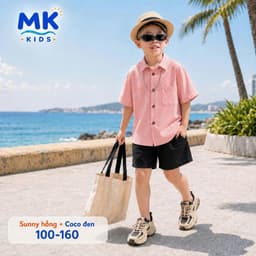 Quần Short Đũi Bé Trai Coco MK Kids Màu Đen Lưng Thun Form Ngắn Trên Gối Mềm Mát Thoáng Khí Mùa Hè 2-10 Tuổi 7