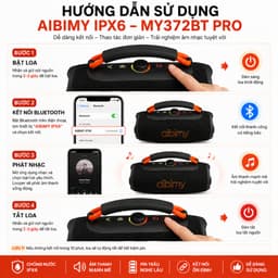 Loa Bluetooth Aibimy MY372BT PRO Công Suất 40-70W, Pin 6000mAh, Chống Nước IPX6, Hỗ Trợ USB AUX Thẻ Nhớ TF 4