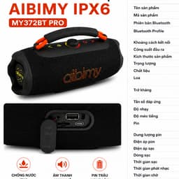 Loa Bluetooth Aibimy MY372BT PRO Công Suất 40-70W, Pin 6000mAh, Chống Nước IPX6, Hỗ Trợ USB AUX Thẻ Nhớ TF 6