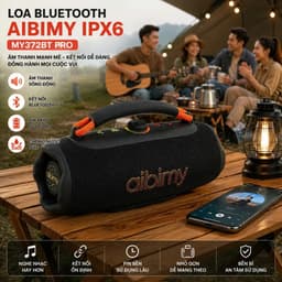 Loa Bluetooth Aibimy MY372BT PRO Công Suất 40-70W, Pin 6000mAh, Chống Nước IPX6, Hỗ Trợ USB AUX Thẻ Nhớ TF 8