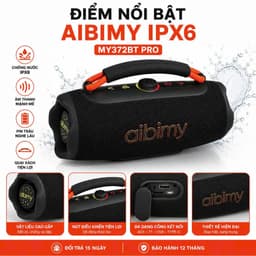 Loa Bluetooth Aibimy MY372BT PRO Công Suất 40-70W, Pin 6000mAh, Chống Nước IPX6, Hỗ Trợ USB AUX Thẻ Nhớ TF 2