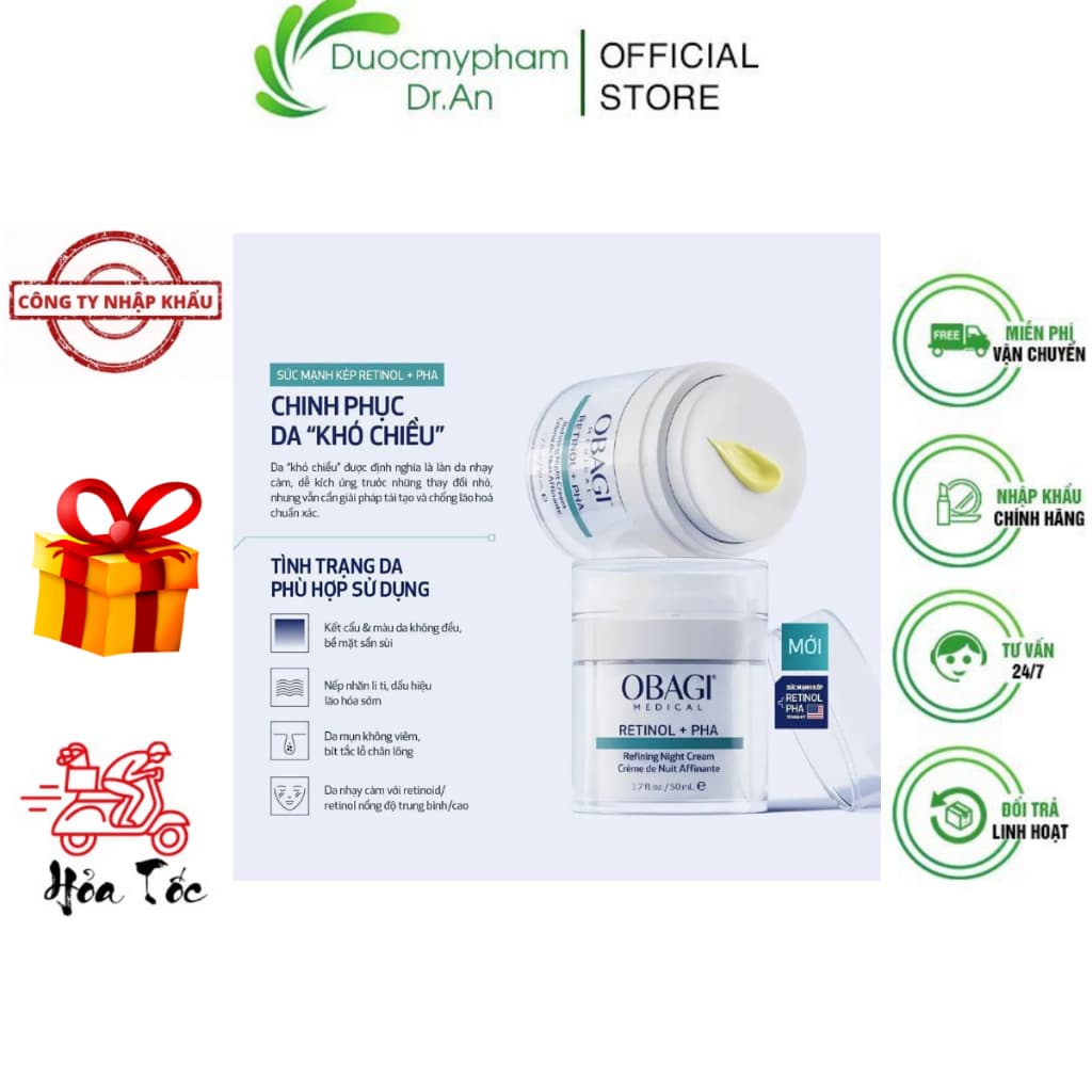 Obagi Medical Retinol + PHA Kem Dưỡng Đêm Làm Mới Và Duy Trì Độ Tươi Trẻ Tái Tạo Bảo Vệ Làn Da Ban Đêm - 50ml