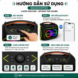 Loa Bluetooth Karaoke SOONBOX S6300PRO Kèm 2 Micro Không Dây, Công Suất 100W, Bluetooth 5.3, Pin 12000mAh, Đèn LED RGB 6