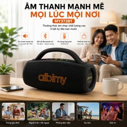 Loa Bluetooth Aibimy MY373BT Công Suất 40-70W Pin 6000mAh, Loa Xách Tay Bluetooth 5.0 Hỗ Trợ USB Thẻ Nhớ TF AUX 5