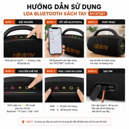 Loa Bluetooth Aibimy MY373BT Công Suất 40-70W Pin 6000mAh, Loa Xách Tay Bluetooth 5.0 Hỗ Trợ USB Thẻ Nhớ TF AUX 6
