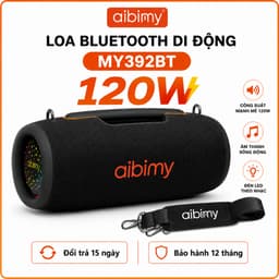 Loa Bluetooth Aibimy MY392BT 120W, Bluetooth 5.3, Chống Nước IPX6, Đèn LED, Pin 6-8H, Hỗ Trợ USB/TF/AUX, Kèm Dây Đeo 1