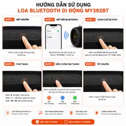 Loa Bluetooth Aibimy MY392BT 120W, Bluetooth 5.3, Chống Nước IPX6, Đèn LED, Pin 6-8H, Hỗ Trợ USB/TF/AUX, Kèm Dây Đeo 4