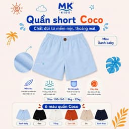 Quần Short Đũi Bé Trai Coco MK Kids Màu Xanh Dương Lưng Thun Form Ngắn Trên Gối Mềm Mát Thoáng Khí Mùa Hè 2-10 Tuổi 8