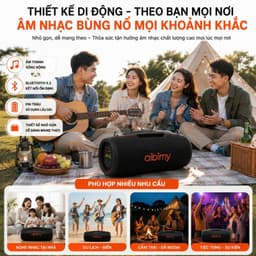 Loa Bluetooth Aibimy MY392BT 120W, Bluetooth 5.3, Chống Nước IPX6, Đèn LED, Pin 6-8H, Hỗ Trợ USB/TF/AUX, Kèm Dây Đeo 8