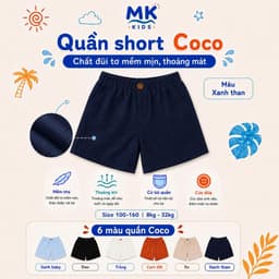 Quần Short Đũi Bé Trai Coco MK Kids Màu Xanh Than Lưng Thun Form Ngắn Trên Gối Mềm Mát Thoáng Khí Mùa Hè 2-10 Tuổi 8