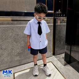 Quần Short Đũi Bé Trai Coco MK Kids Màu Xanh Than Lưng Thun Form Ngắn Trên Gối Mềm Mát Thoáng Khí Mùa Hè 2-10 Tuổi 5