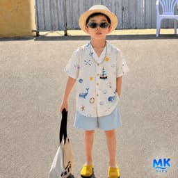 Quần Short Đũi Bé Trai Coco MK Kids Màu Xanh Dương Lưng Thun Form Ngắn Trên Gối Mềm Mát Thoáng Khí Mùa Hè 2-10 Tuổi 4