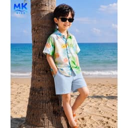 Quần Short Đũi Bé Trai Coco MK Kids Màu Xanh Dương Lưng Thun Form Ngắn Trên Gối Mềm Mát Thoáng Khí Mùa Hè 2-10 Tuổi 7