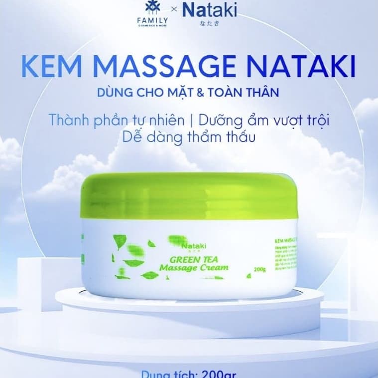 Kem Massage Mặt & Toàn Thân Nataki MOLLYHAIR Green Tea Trà Xanh - Dưỡng Ẩm Mềm Mại & Thư Giãn Da 200g
