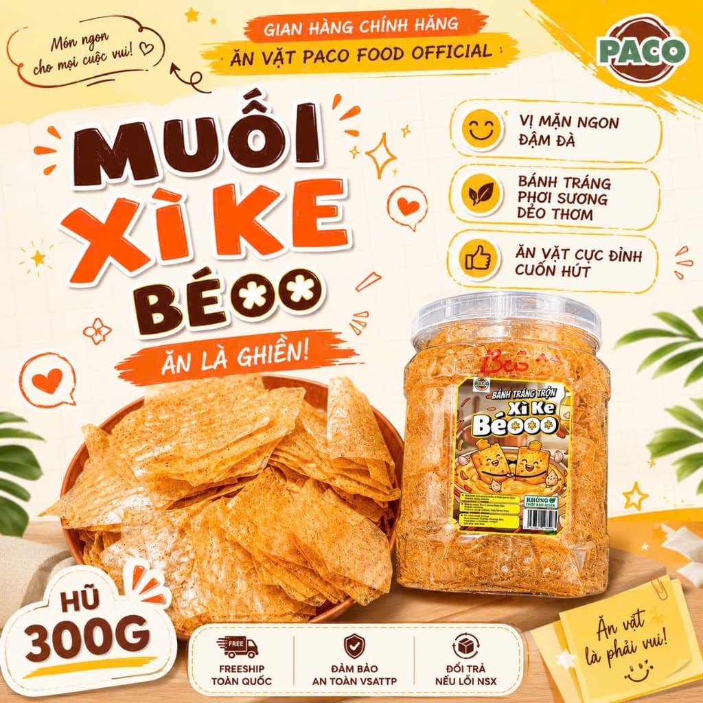 bánh tráng muối xì ke béooo Paco Food một phiên bản mới của bánh tráng muối xì ke hot hit nhưng lạ và cuốn