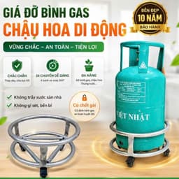 [Hàng siêu cấp] Giá đỡ bình gas có 3 bánh xe xoay 360 độ chốt khóa An toàn tiện lợi di chuyển dễ dàng hàng dày dặn 1