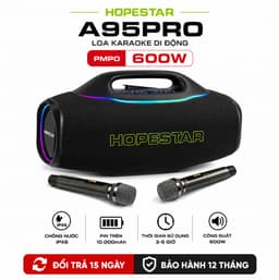 Loa Bluetooth Karaoke HOPESTAR A95PRO PMPO 600W, Kèm 2 Micro Không Dây, Pin Trên 10000mAh, Chống Nước IPX6, Đèn LED RGB 1
