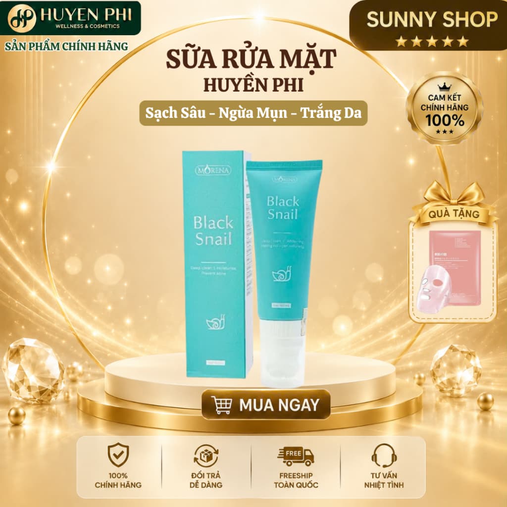 Sữa Rửa Mặt Huyền Phi Black Snail Tinh Chất Ốc Sên Đen - SRM HUYỀN PHI Chính Hãng 100%