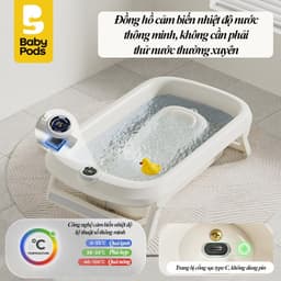 Chậu tắm xếp gọn cho bé Babypods, nhựa nguyên sinh cao cấp, có đồng hồ cảm biến đo nhiệt độ nước 2