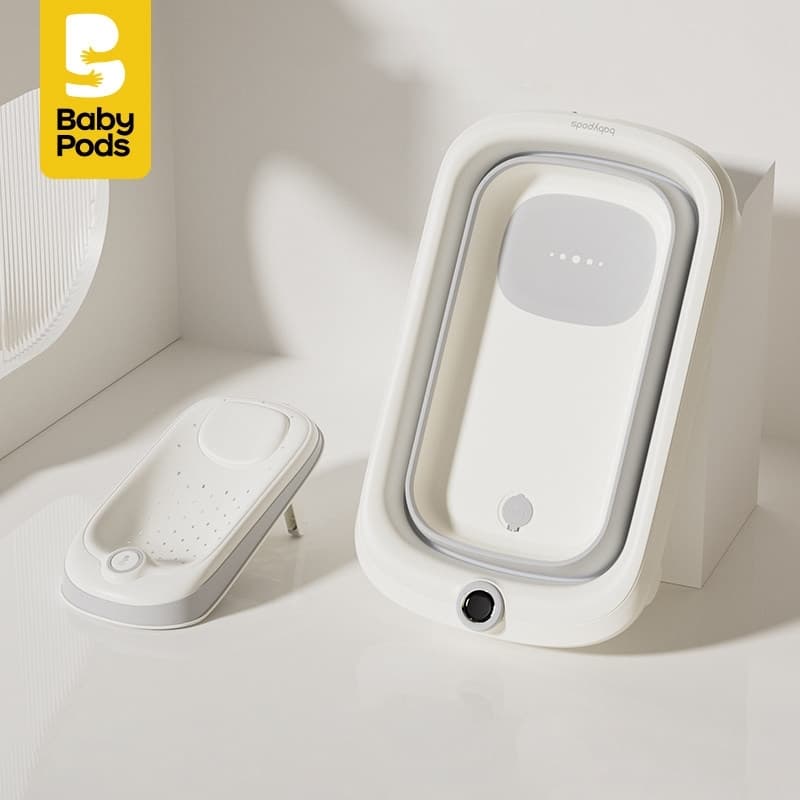 Chậu tắm xếp gọn cho bé Babypods, nhựa nguyên sinh cao cấp, có đồng hồ cảm biến đo nhiệt độ nước