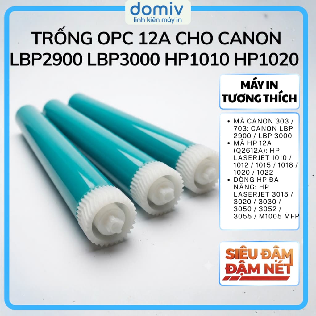 Trống OPC 12A Cho Canon LBP2900 LBP3000 HP1010 HP1020 In Đậm Nét Bền Đẹp