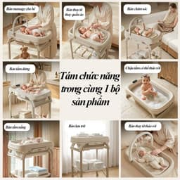 Bàn thay tã kết hợp bồn tắm di động xếp gọn Babypods 2in1 mẫu Yunchu, tùy chỉnh độ cao, báo nhiệt độ nước 2