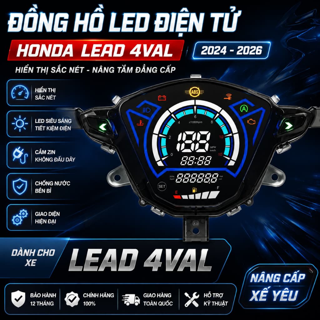 Đồng Hồ Điện Tử Full LED Lead 4Val 2024 2025 2026 Mới Đồng Hồ Táp Lô