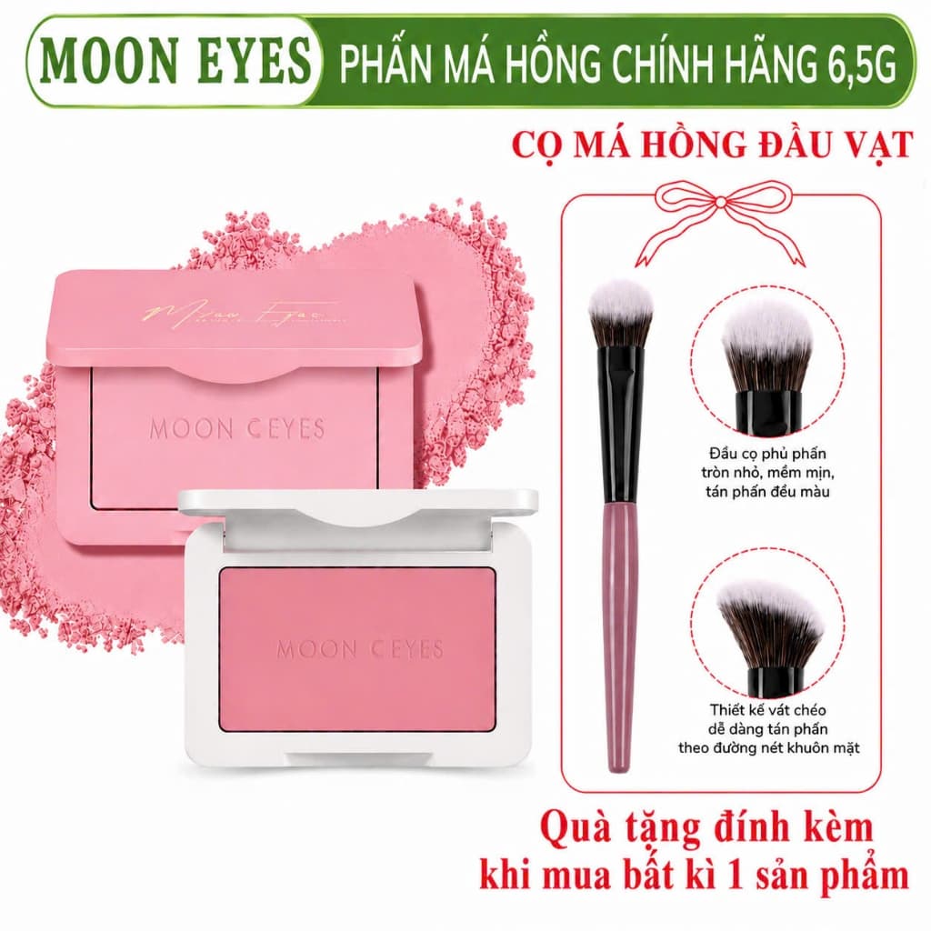 Phấn Má Hồng MOON EYES, Tự Nhiên Lâu Trôi,dễ tán-MP