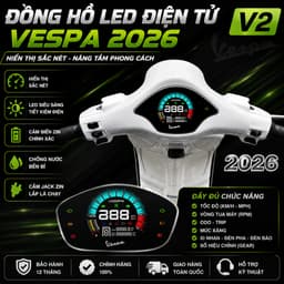 Đồng Hồ Điện Tử Vespa 2026 Màn Hình LCD Táp Lô Hiển Thị Thông Số Xe 1