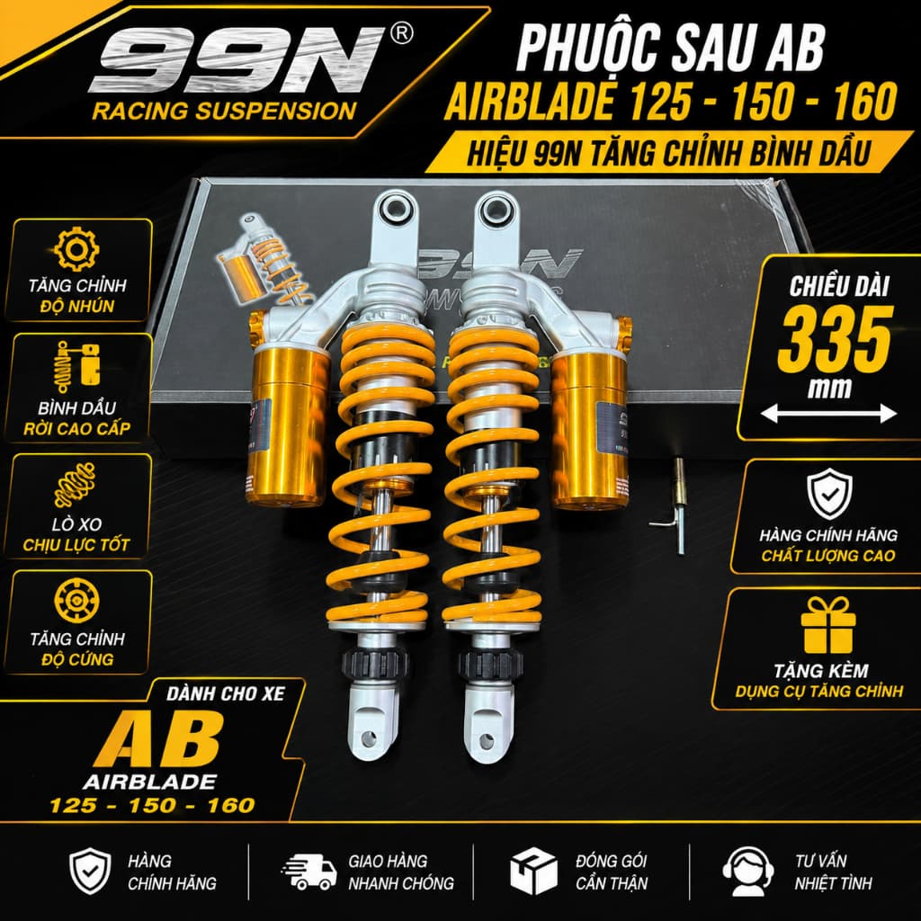 Phuộc 99N Bình Dầu Sau Cho Xe AB Air Blade 125 150 160 Tặng Tem Mod OLong