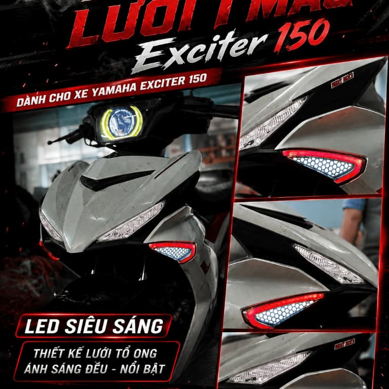 Cặp Đèn Xi Nhan Lưới Viền LED Màu Cho Exciter 150 Đèn Báo Rẽ Trang Trí Xe