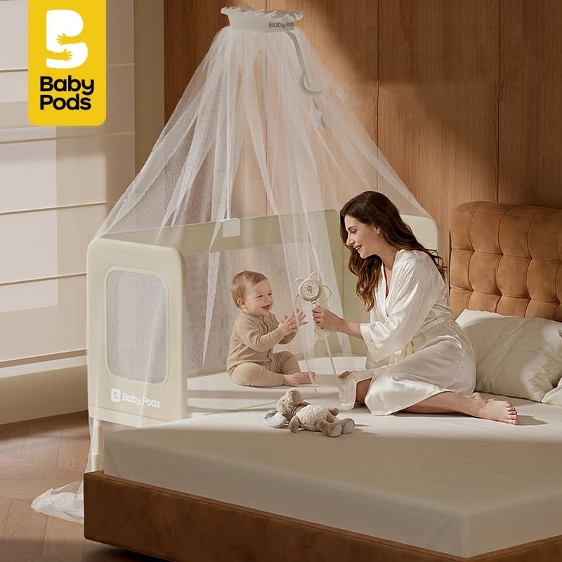 [CHIỀU DÀI 1.5M] Giường cũi, giường trẻ em Babypods, sofa ghép cạnh giường ba mẹ (tùy chỉnh độ cao 11 mức, xếp gọn)