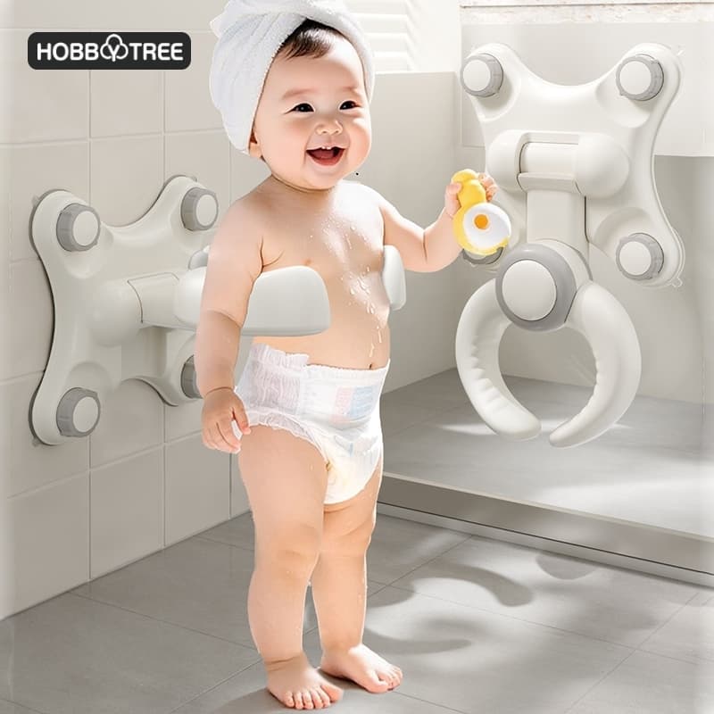 [Nâng cấp giác hút] Giá đỡ tắm đứng cho bé hiệu Hobbytree, dụng cụ hỗ trợ tắm và gội đầu cho bé dán tường