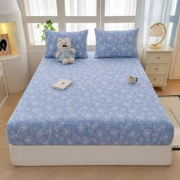 Bộ Ga Gối Cotton Đũi Vintage 3 Món Họa Tiết Cún Nâu Kẻ Caro, Ga Chun Kèm 2 Vỏ Gối Nằm, Mềm Mịn Thoáng Mát 4