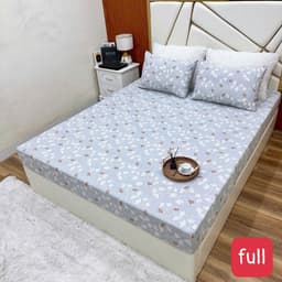 Bộ Ga Gối Cotton Đũi Vintage 3 Món Họa Tiết Cún Nâu Kẻ Caro, Ga Chun Kèm 2 Vỏ Gối Nằm, Mềm Mịn Thoáng Mát 6